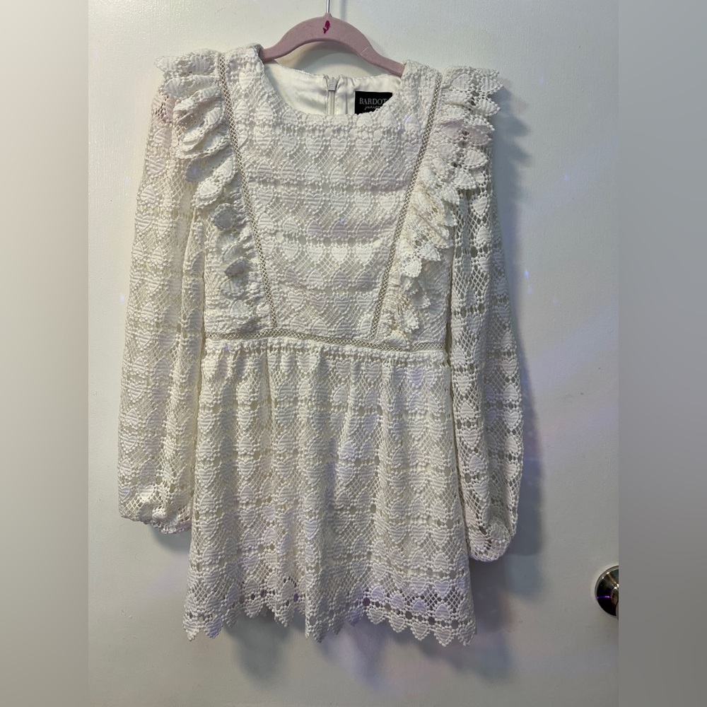 Bardot White Lace Long Sleeve Dress